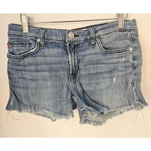 Hudson Tencel Denim Cut-Off Shorts Frayed Hem Medium Light Wash Size 28